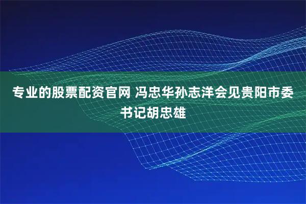 专业的股票配资官网 冯忠华孙志洋会见贵阳市委书记胡忠雄